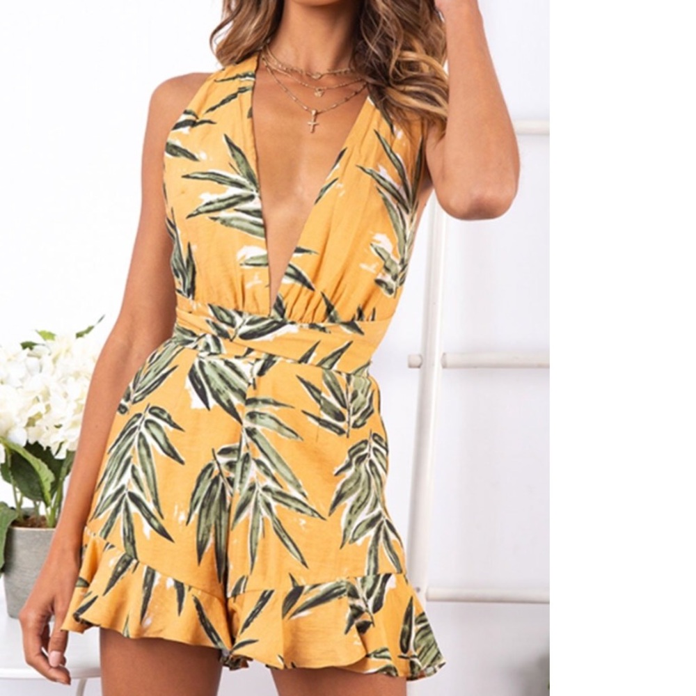 Tropical halter romper